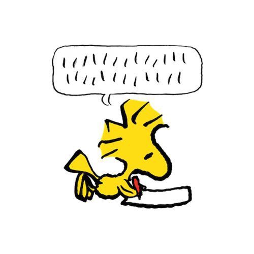 Woodstock chirping while writing